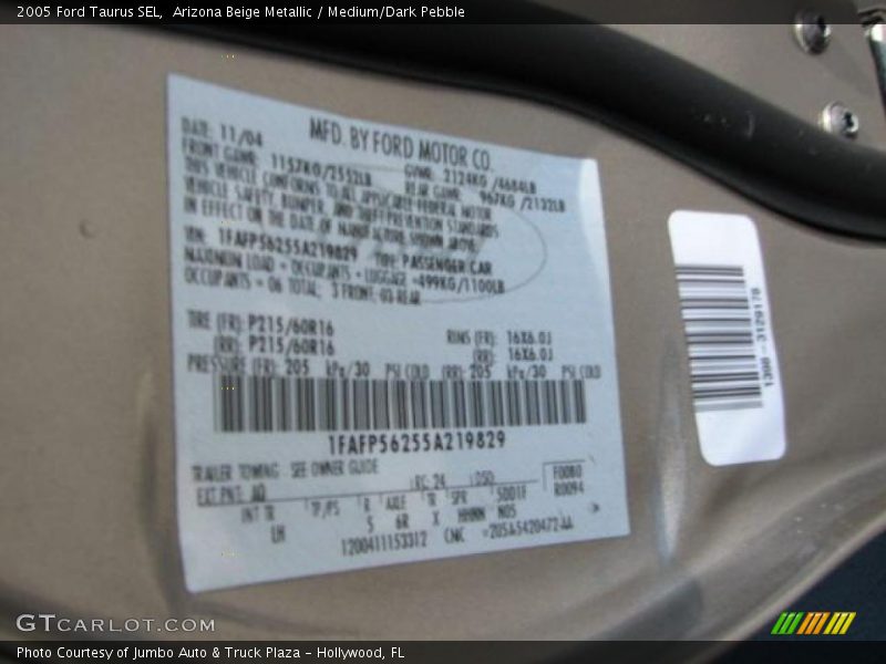Arizona Beige Metallic / Medium/Dark Pebble 2005 Ford Taurus SEL