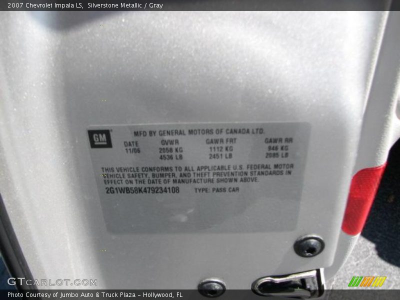 Silverstone Metallic / Gray 2007 Chevrolet Impala LS
