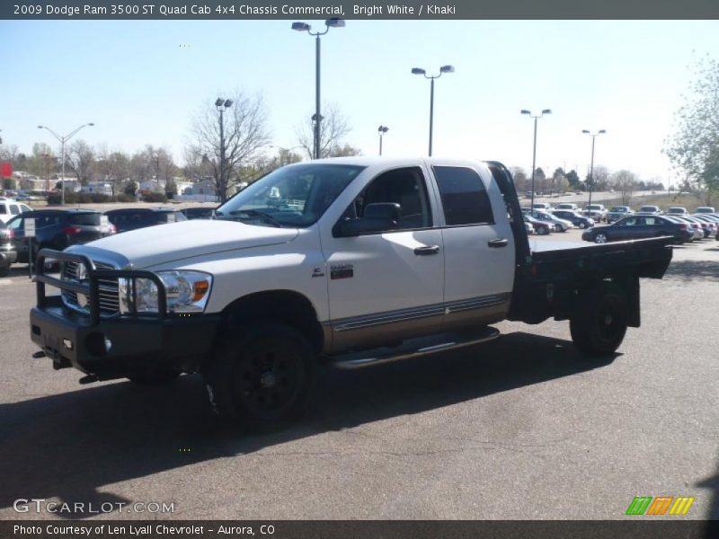 Bright White / Khaki 2009 Dodge Ram 3500 ST Quad Cab 4x4 Chassis Commercial