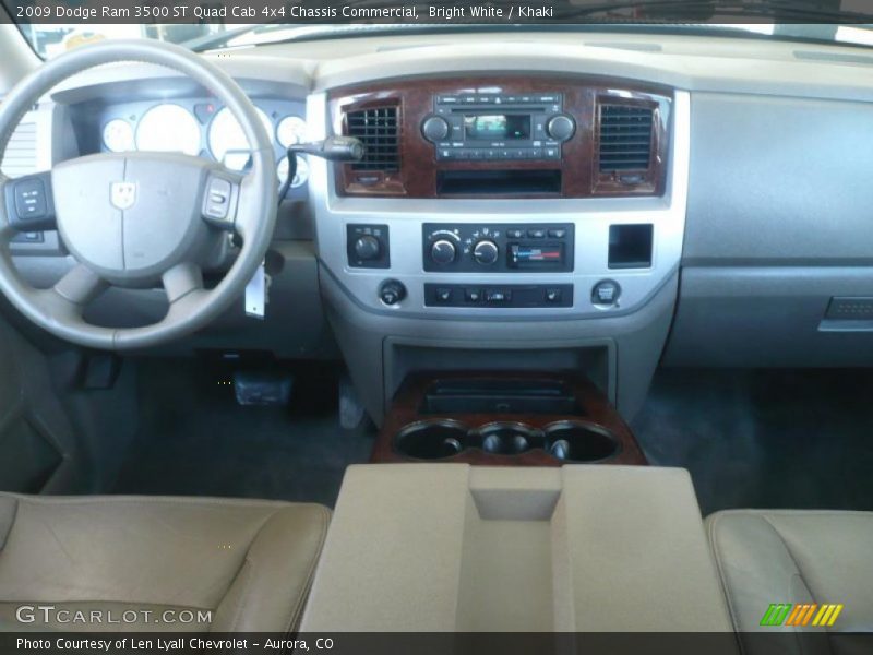 Bright White / Khaki 2009 Dodge Ram 3500 ST Quad Cab 4x4 Chassis Commercial
