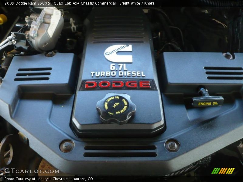 Bright White / Khaki 2009 Dodge Ram 3500 ST Quad Cab 4x4 Chassis Commercial