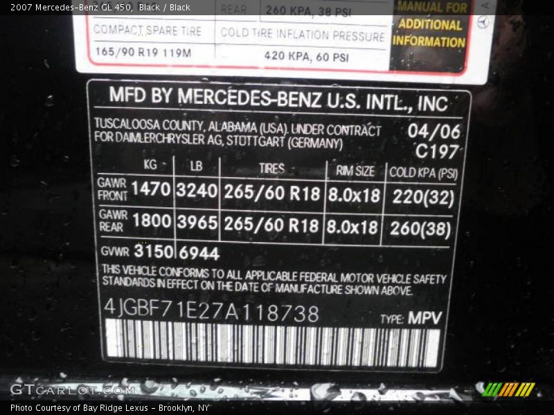 Black / Black 2007 Mercedes-Benz GL 450