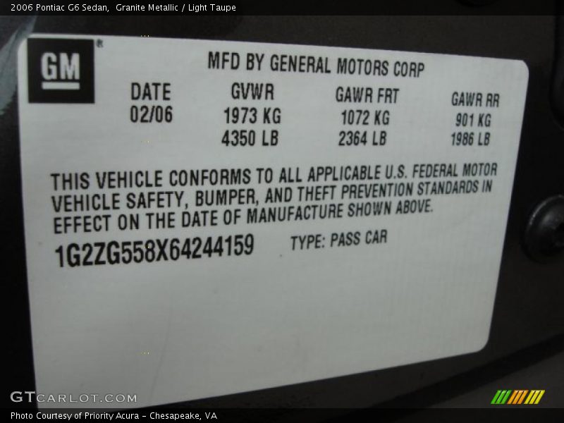 Granite Metallic / Light Taupe 2006 Pontiac G6 Sedan