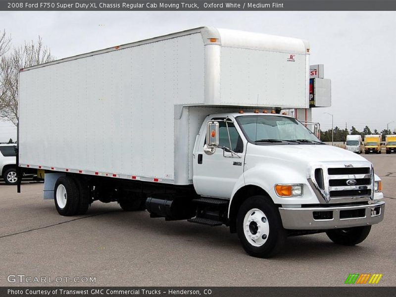 Front 3/4 View of 2008 F750 Super Duty XL Chassis Regular Cab Moving Truck