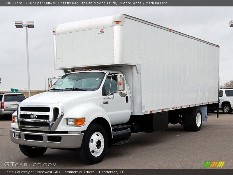 Oxford White / Medium Flint 2008 Ford F750 Super Duty XL Chassis Regular Cab Moving Truck