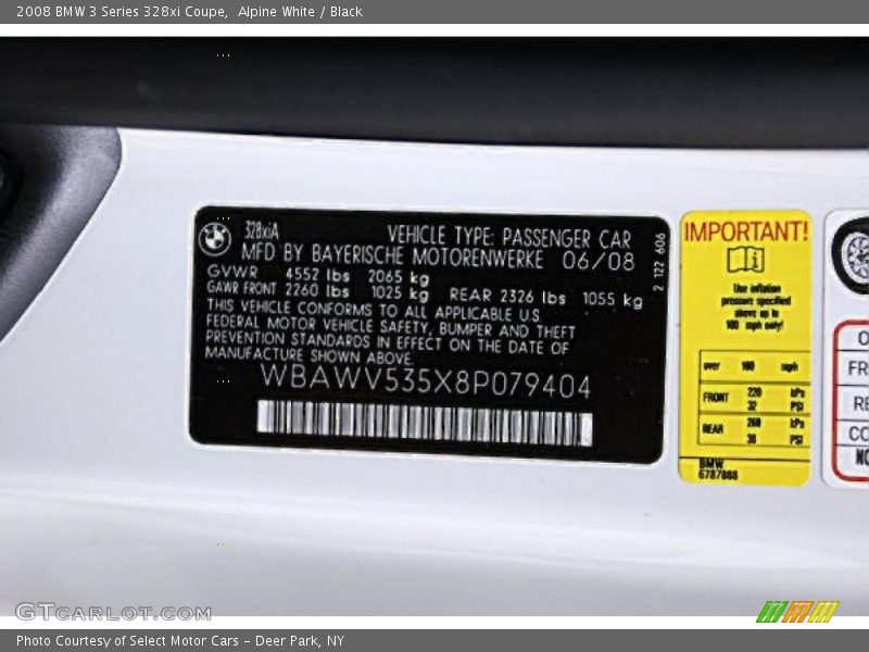 Alpine White / Black 2008 BMW 3 Series 328xi Coupe