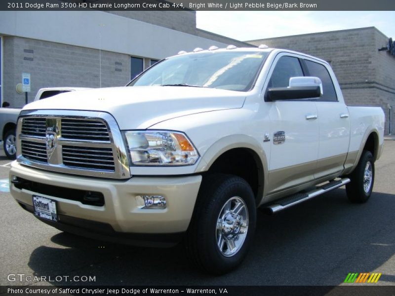 Bright White / Light Pebble Beige/Bark Brown 2011 Dodge Ram 3500 HD Laramie Longhorn Crew Cab 4x4
