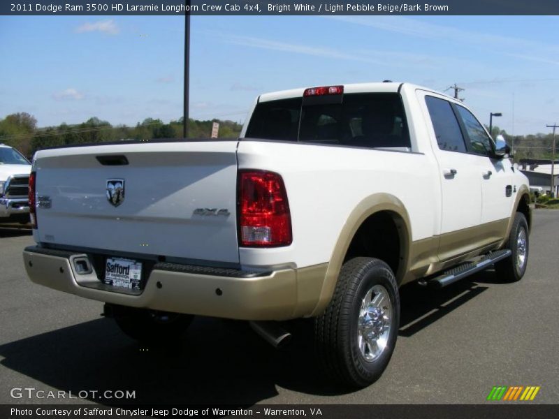 Bright White / Light Pebble Beige/Bark Brown 2011 Dodge Ram 3500 HD Laramie Longhorn Crew Cab 4x4