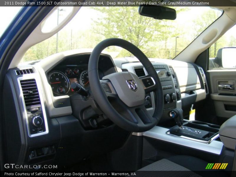 Deep Water Blue Pearl / Dark Slate Gray/Medium Graystone 2011 Dodge Ram 1500 SLT Outdoorsman Quad Cab 4x4