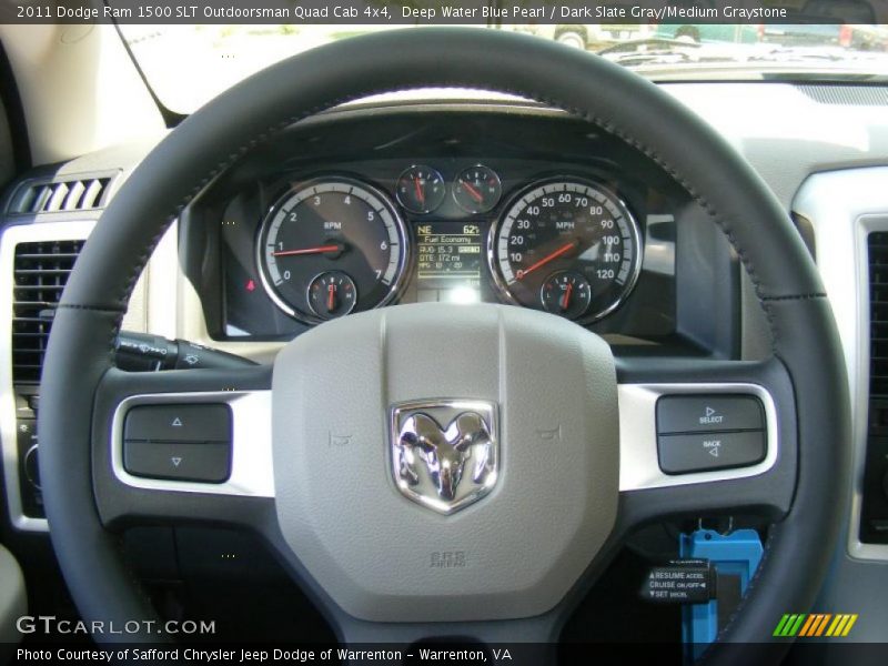 Deep Water Blue Pearl / Dark Slate Gray/Medium Graystone 2011 Dodge Ram 1500 SLT Outdoorsman Quad Cab 4x4