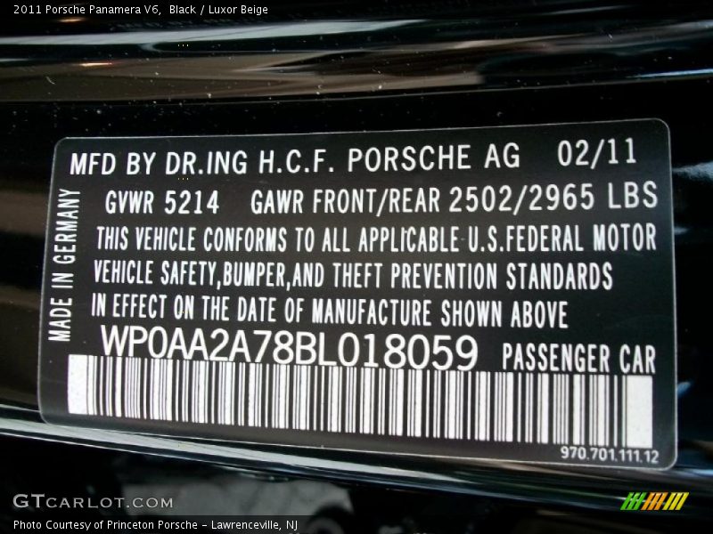 Black / Luxor Beige 2011 Porsche Panamera V6