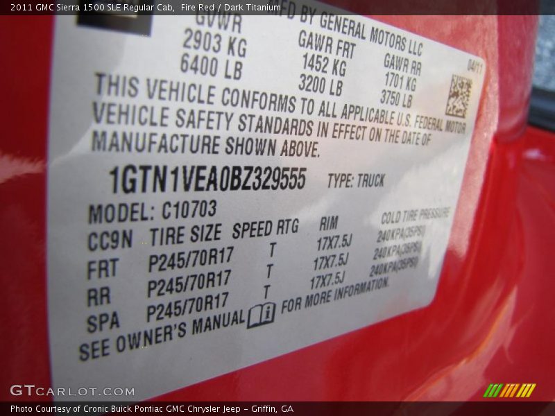 Fire Red / Dark Titanium 2011 GMC Sierra 1500 SLE Regular Cab