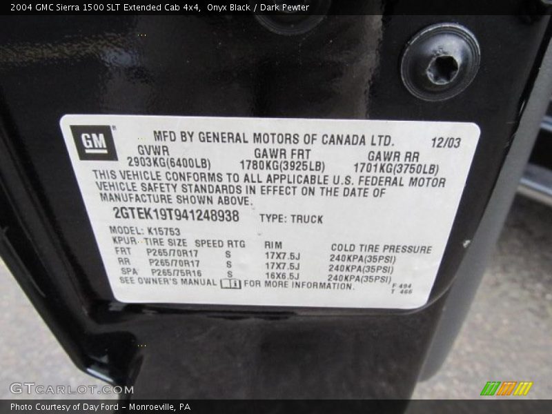 Onyx Black / Dark Pewter 2004 GMC Sierra 1500 SLT Extended Cab 4x4