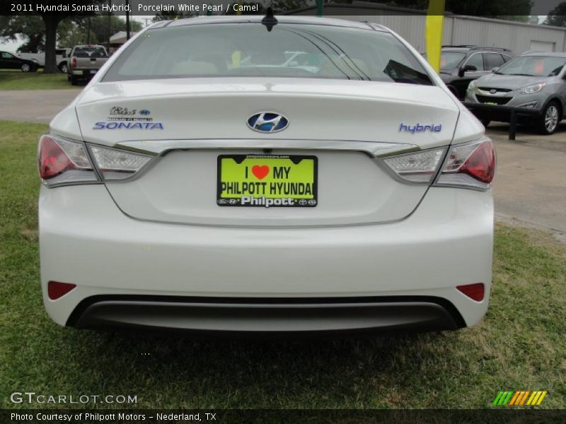 Porcelain White Pearl / Camel 2011 Hyundai Sonata Hybrid