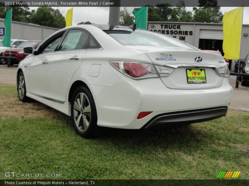 Porcelain White Pearl / Camel 2011 Hyundai Sonata Hybrid
