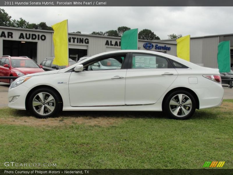 Porcelain White Pearl / Camel 2011 Hyundai Sonata Hybrid
