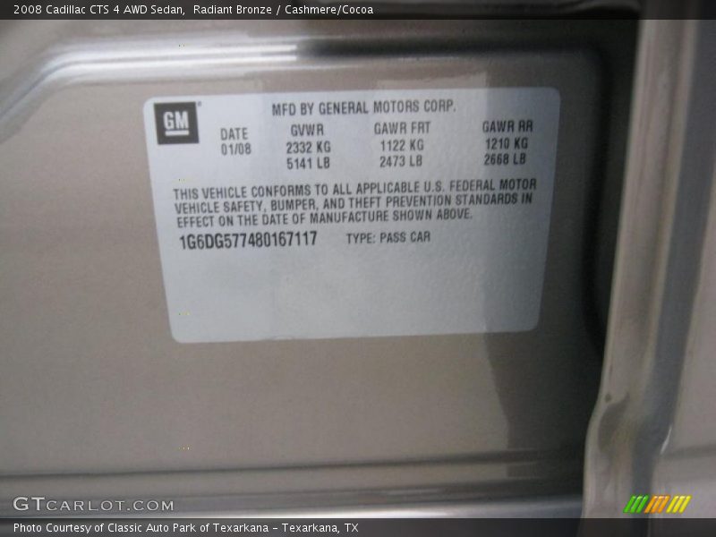 Radiant Bronze / Cashmere/Cocoa 2008 Cadillac CTS 4 AWD Sedan