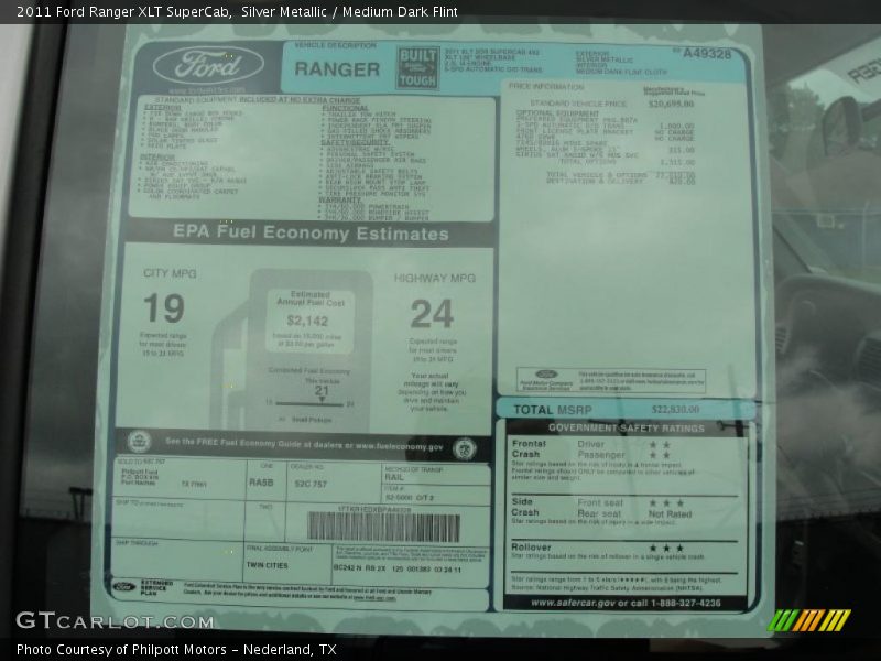 Silver Metallic / Medium Dark Flint 2011 Ford Ranger XLT SuperCab