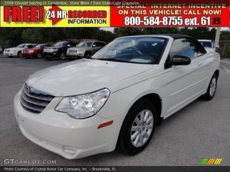 Stone White / Dark Khaki/Light Graystone 2008 Chrysler Sebring LX Convertible