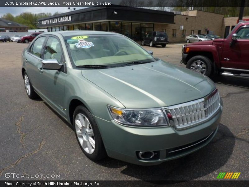 Moss Green Metallic / Sand 2008 Lincoln MKZ AWD Sedan