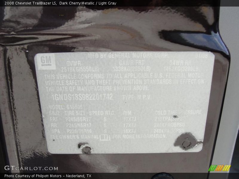 Dark Cherry Metallic / Light Gray 2008 Chevrolet TrailBlazer LS