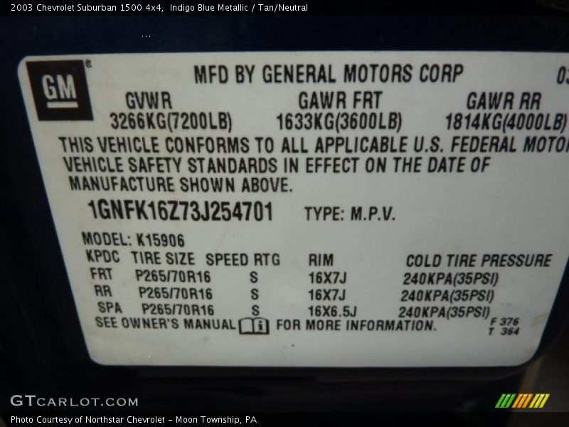 Indigo Blue Metallic / Tan/Neutral 2003 Chevrolet Suburban 1500 4x4