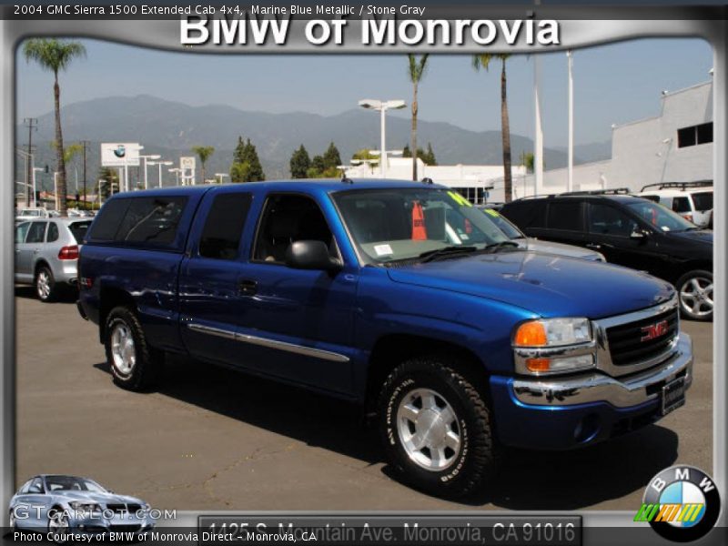 Marine Blue Metallic / Stone Gray 2004 GMC Sierra 1500 Extended Cab 4x4