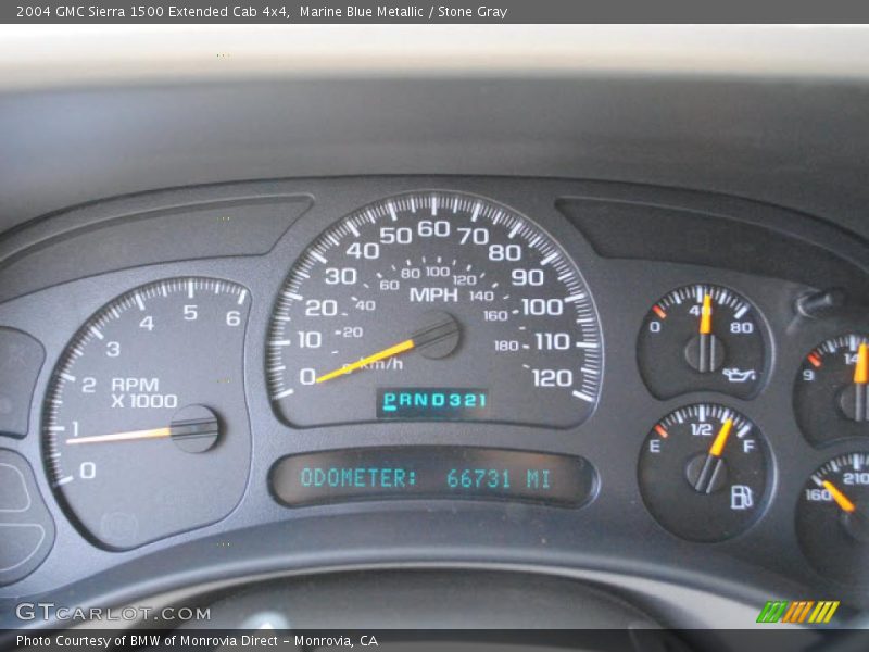 Marine Blue Metallic / Stone Gray 2004 GMC Sierra 1500 Extended Cab 4x4
