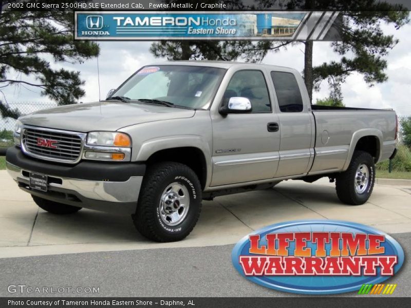 Pewter Metallic / Graphite 2002 GMC Sierra 2500HD SLE Extended Cab