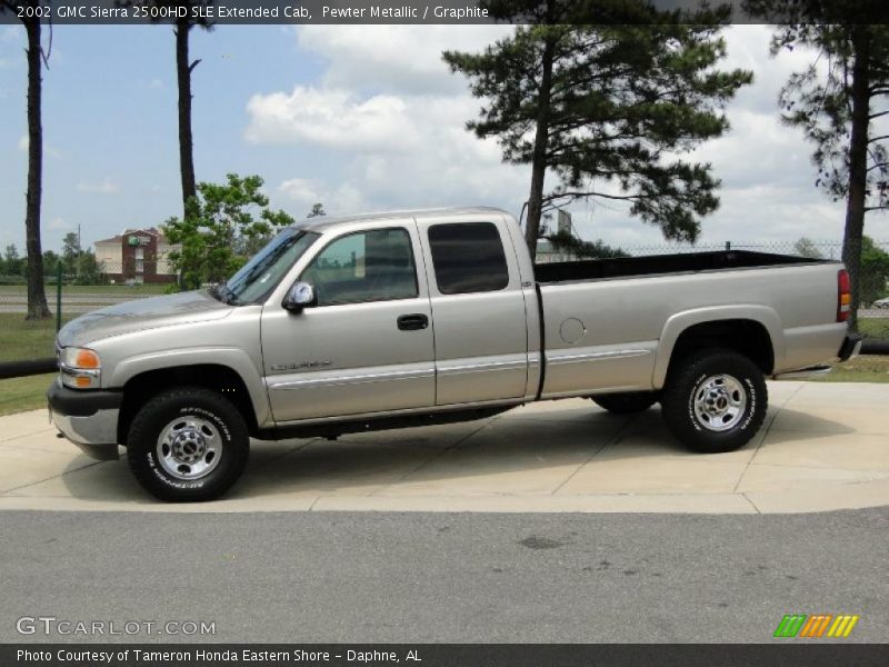 Pewter Metallic / Graphite 2002 GMC Sierra 2500HD SLE Extended Cab