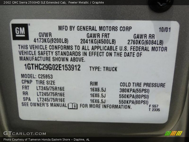 Pewter Metallic / Graphite 2002 GMC Sierra 2500HD SLE Extended Cab