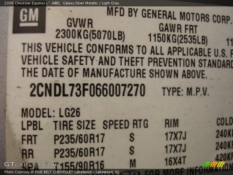 Galaxy Silver Metallic / Light Gray 2006 Chevrolet Equinox LT AWD