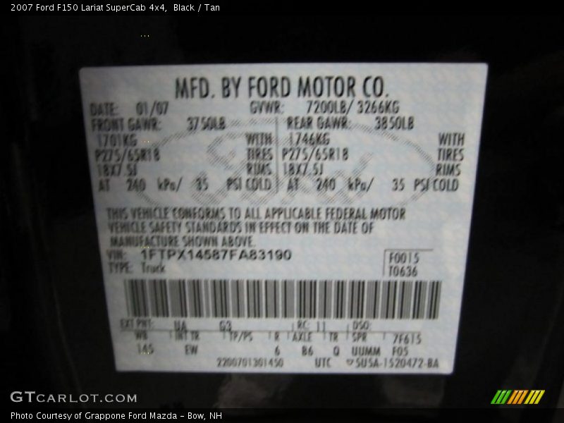 Black / Tan 2007 Ford F150 Lariat SuperCab 4x4