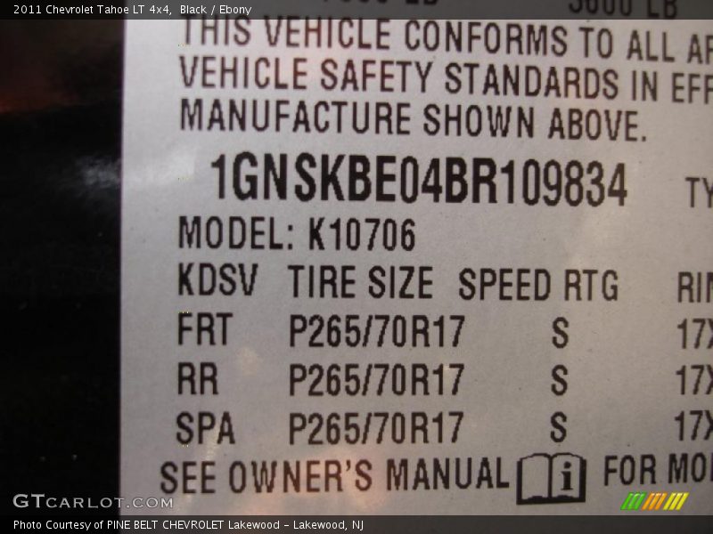 Black / Ebony 2011 Chevrolet Tahoe LT 4x4