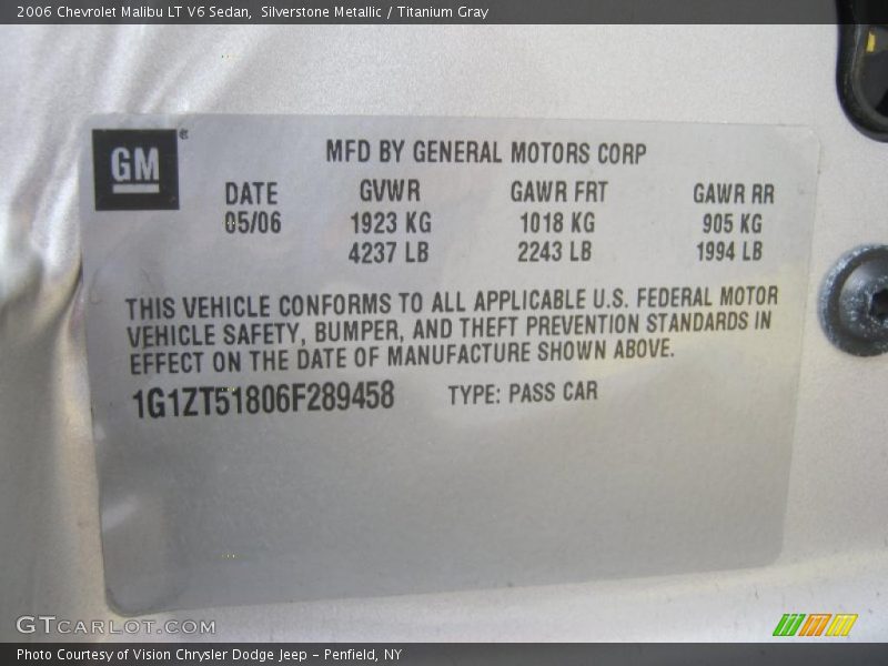 Silverstone Metallic / Titanium Gray 2006 Chevrolet Malibu LT V6 Sedan