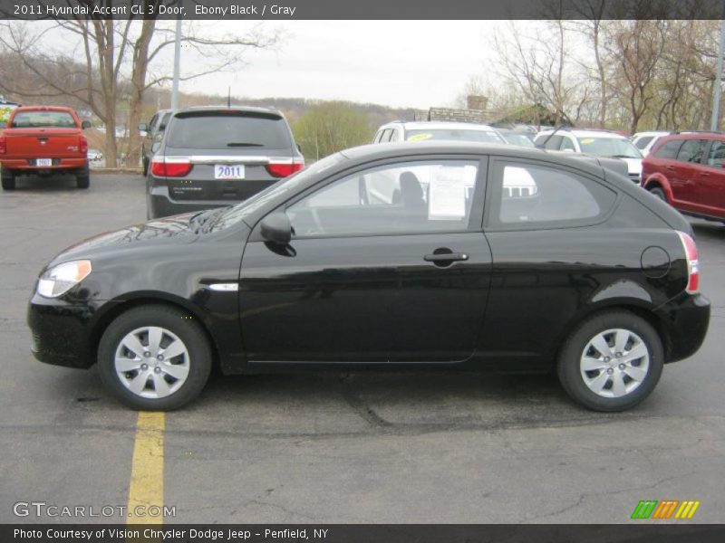 Ebony Black / Gray 2011 Hyundai Accent GL 3 Door