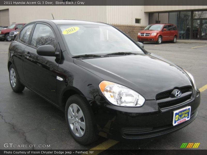 Ebony Black / Gray 2011 Hyundai Accent GL 3 Door