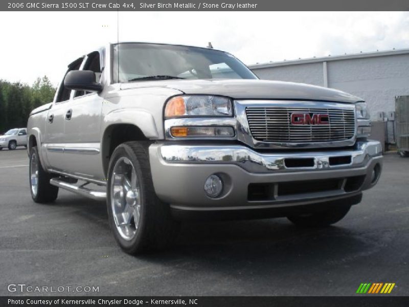 Silver Birch Metallic / Stone Gray leather 2006 GMC Sierra 1500 SLT Crew Cab 4x4