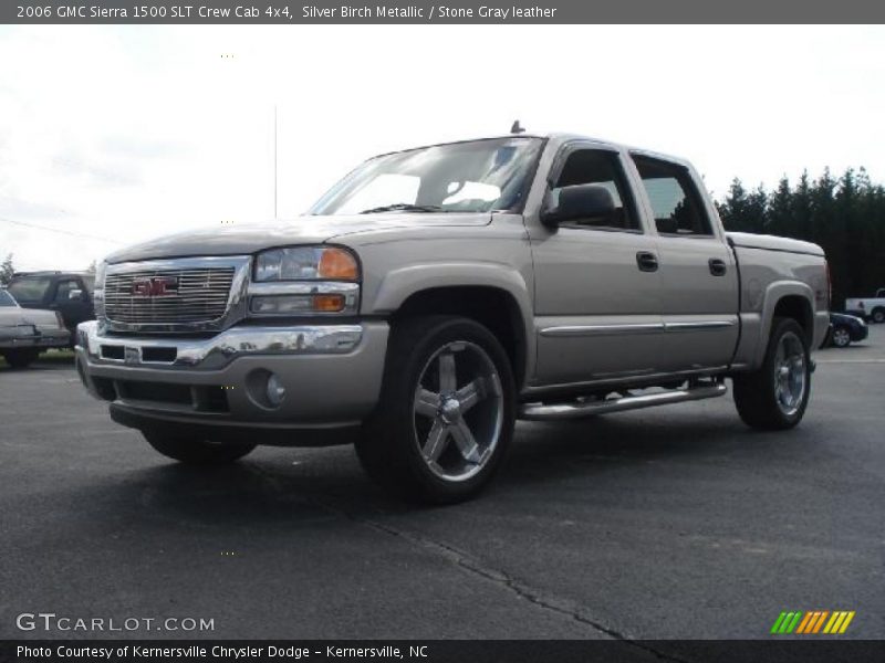 Silver Birch Metallic / Stone Gray leather 2006 GMC Sierra 1500 SLT Crew Cab 4x4