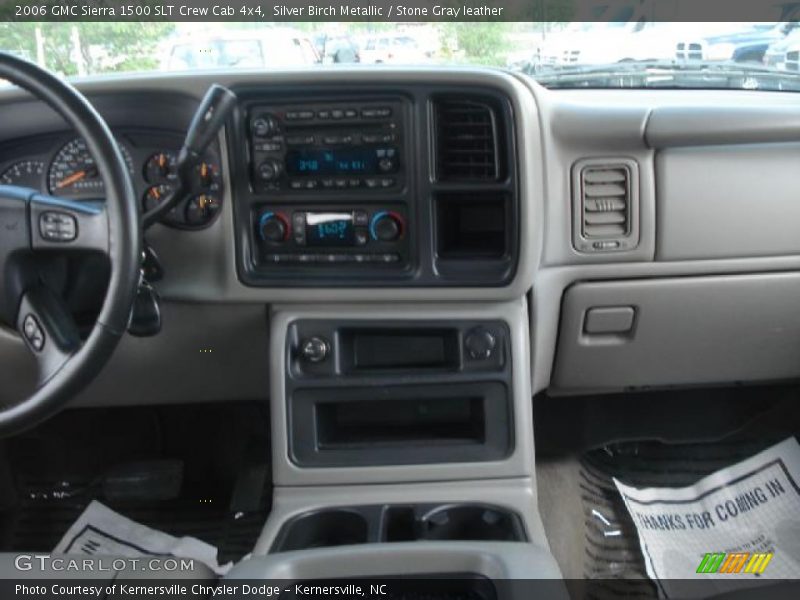 Silver Birch Metallic / Stone Gray leather 2006 GMC Sierra 1500 SLT Crew Cab 4x4