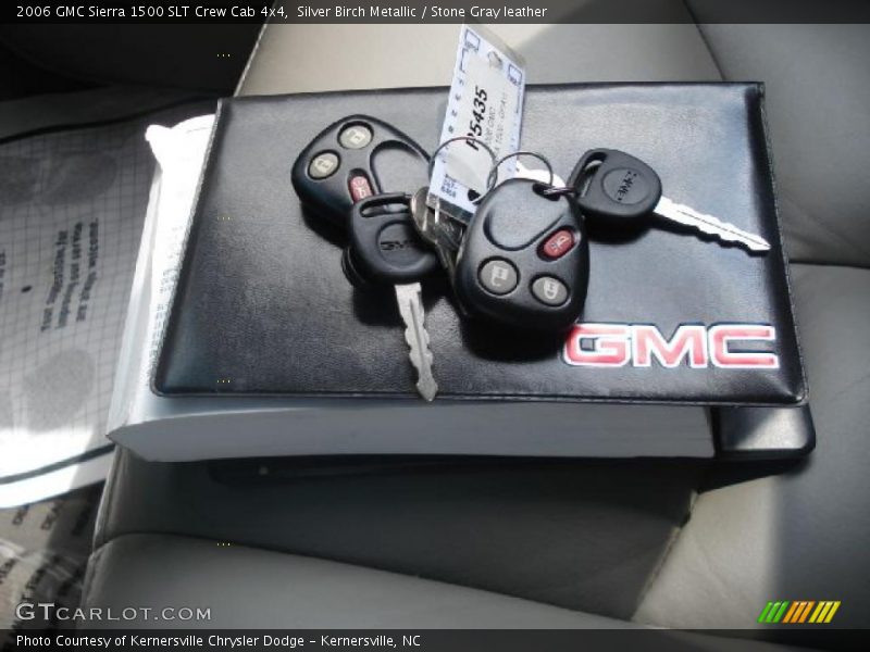 Silver Birch Metallic / Stone Gray leather 2006 GMC Sierra 1500 SLT Crew Cab 4x4