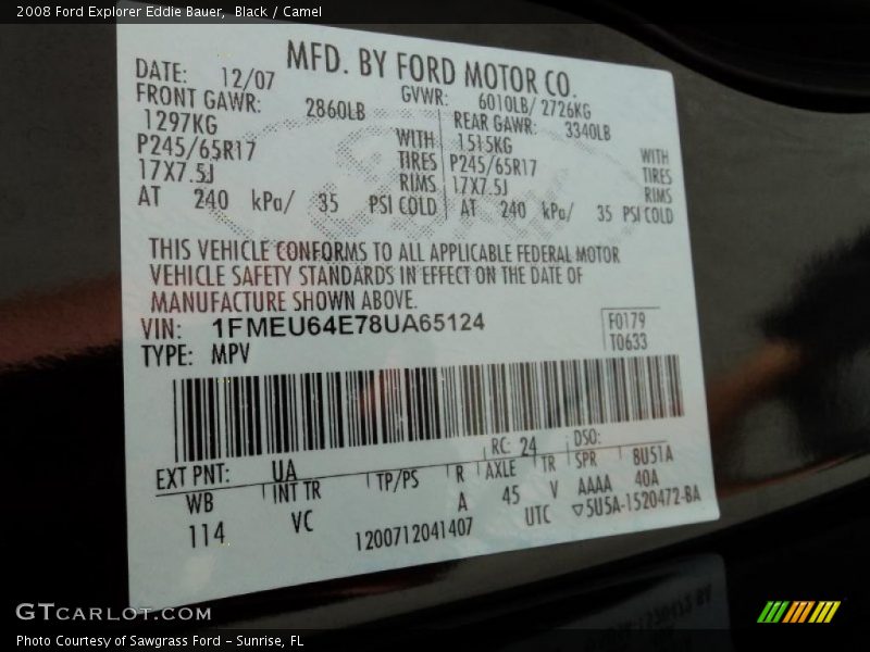 Black / Camel 2008 Ford Explorer Eddie Bauer