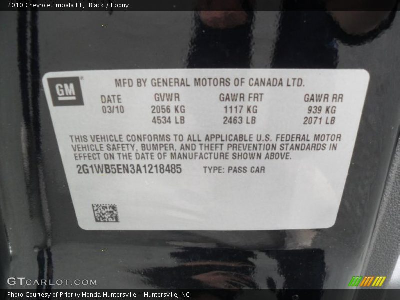 Black / Ebony 2010 Chevrolet Impala LT