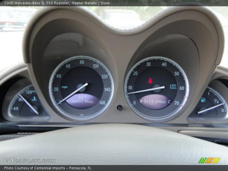 Pewter Metallic / Stone 2008 Mercedes-Benz SL 550 Roadster