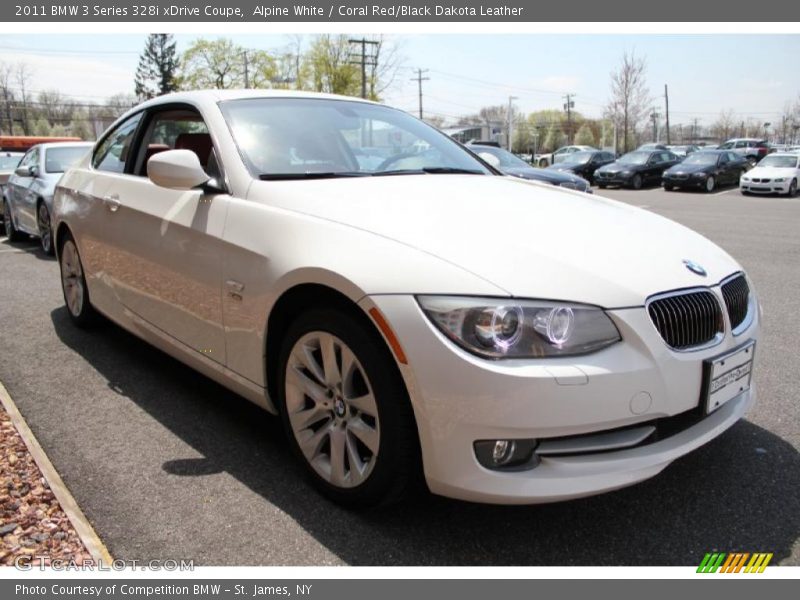 Alpine White / Coral Red/Black Dakota Leather 2011 BMW 3 Series 328i xDrive Coupe