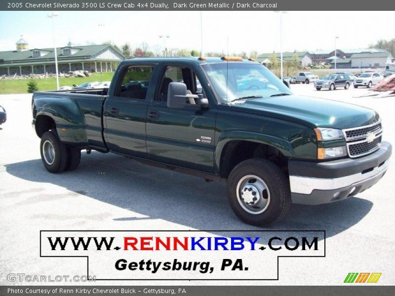 Dark Green Metallic / Dark Charcoal 2005 Chevrolet Silverado 3500 LS Crew Cab 4x4 Dually
