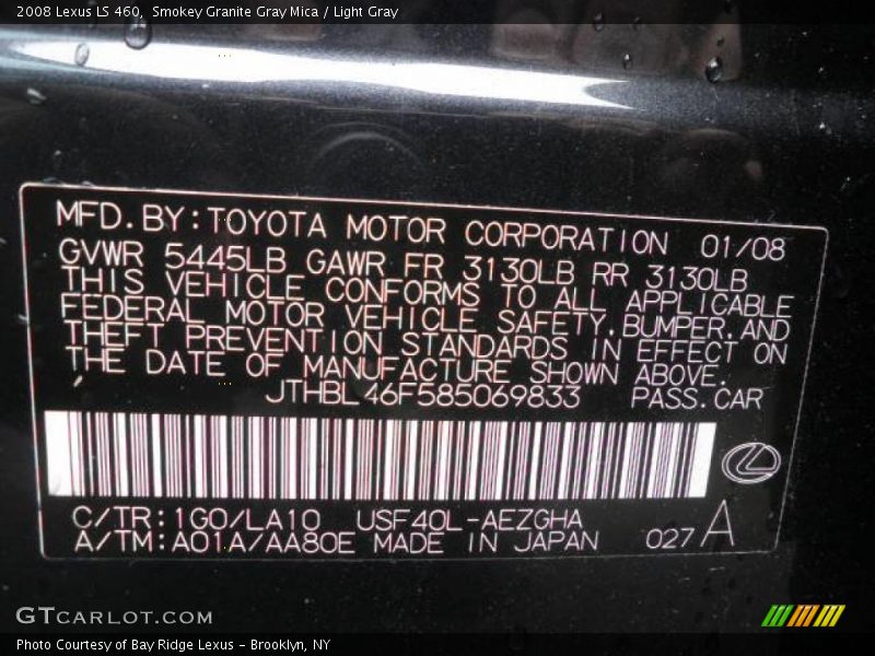 Smokey Granite Gray Mica / Light Gray 2008 Lexus LS 460
