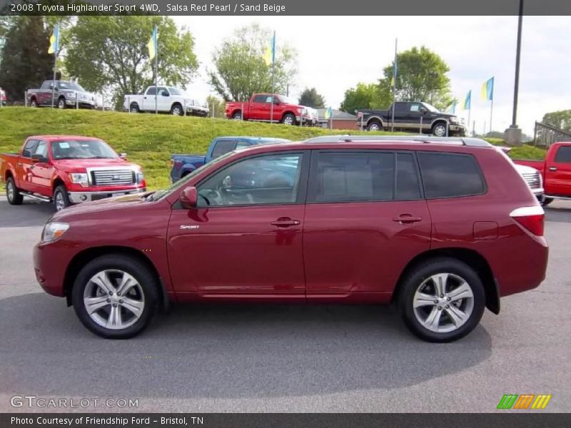 Salsa Red Pearl / Sand Beige 2008 Toyota Highlander Sport 4WD