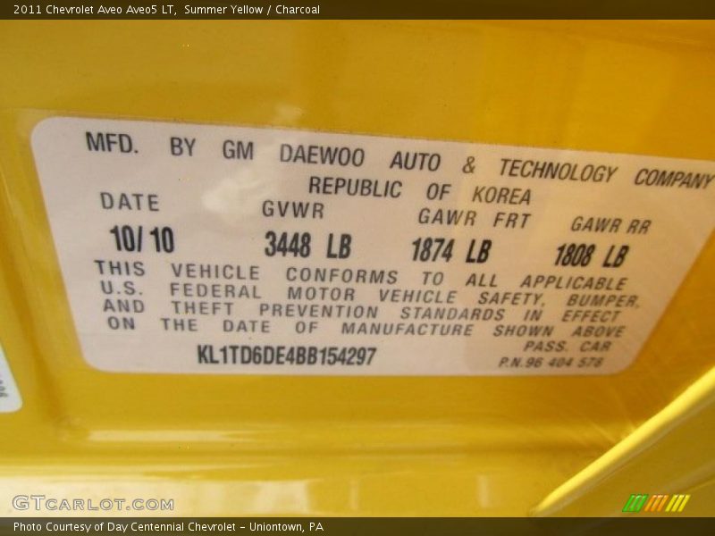 Summer Yellow / Charcoal 2011 Chevrolet Aveo Aveo5 LT