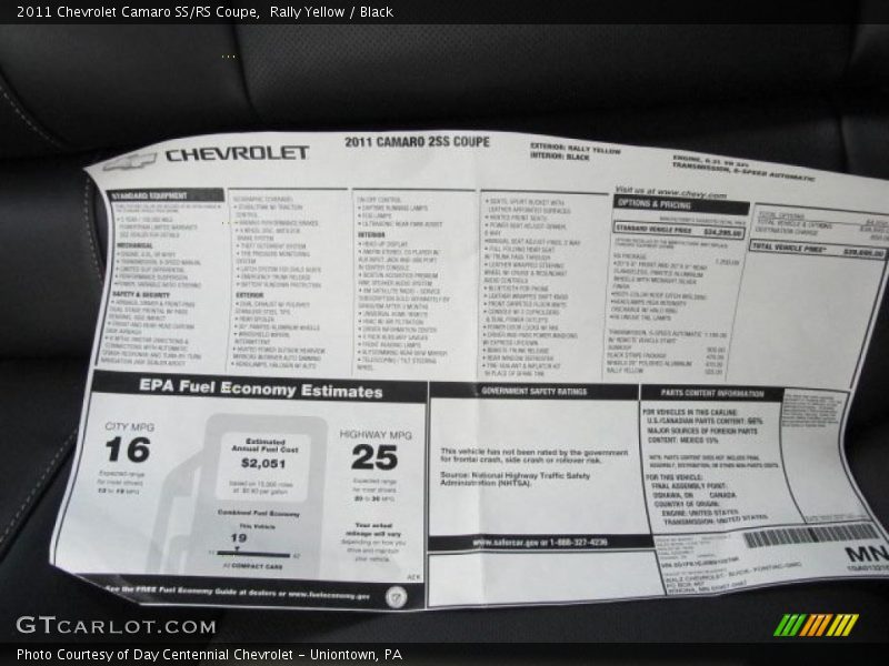 Rally Yellow / Black 2011 Chevrolet Camaro SS/RS Coupe